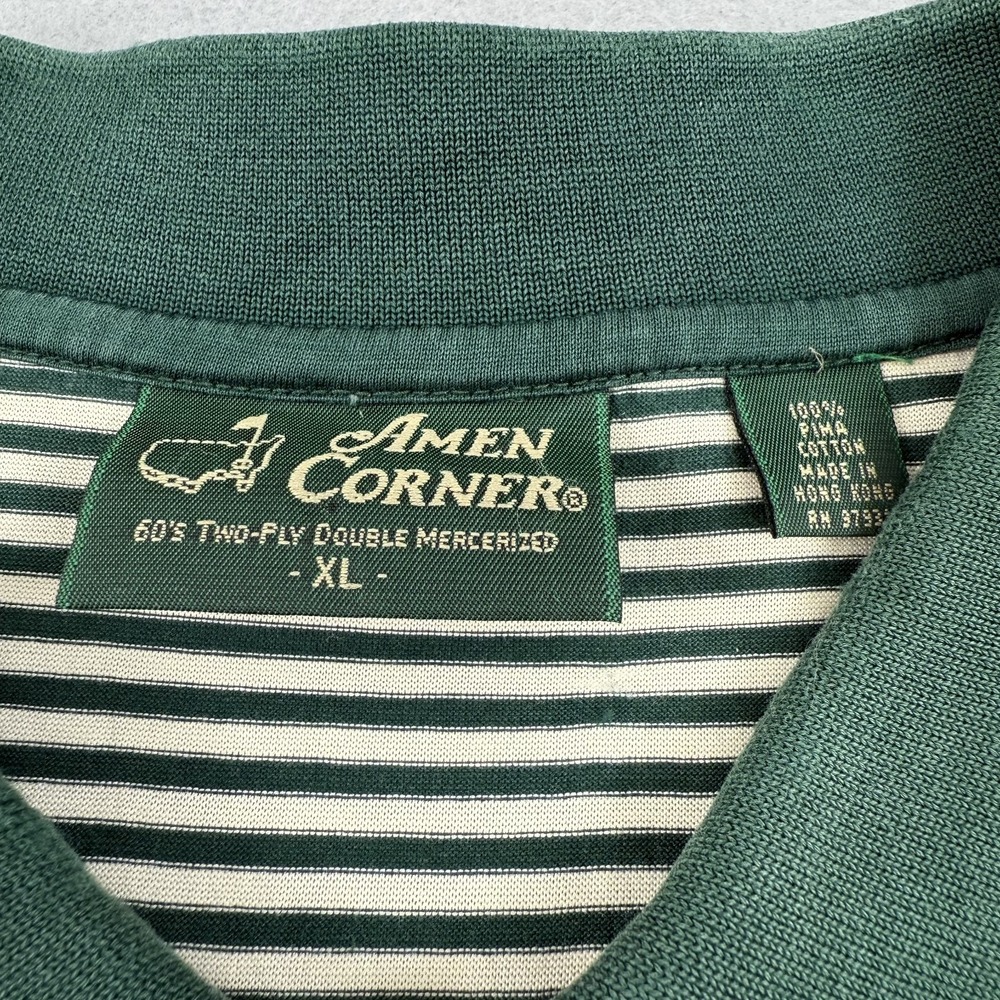 Vintage Masters Amen Corner Polo Shirt XL Green Stripe Bobby Jones Augusta Golf - Picture 7 of 13